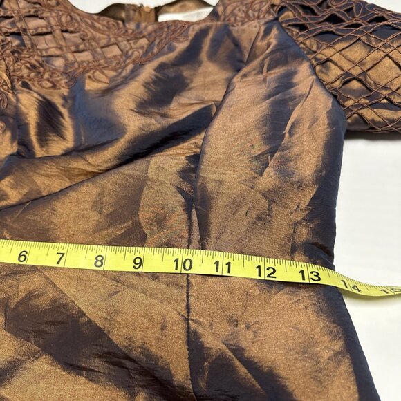 La Contessa High Fashion Brown Metallic Dress Size 8 Formal Holiday - Picture 8 of 14